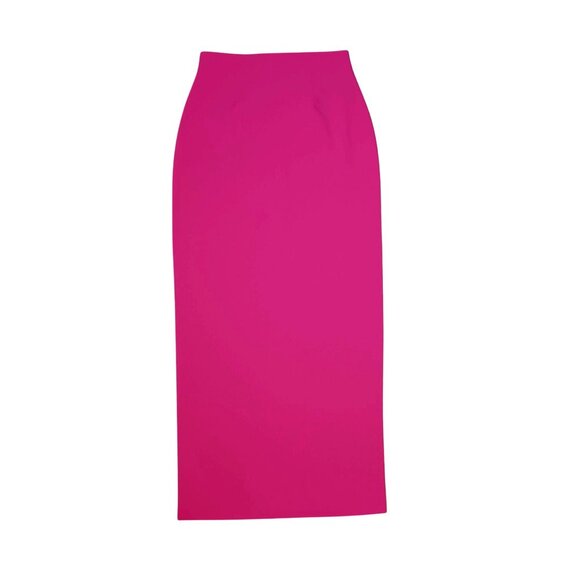 NEW Vibrant Pink Maxi Pencil Skirt with Back Zippered Slit Size S - Picture 2 of 14